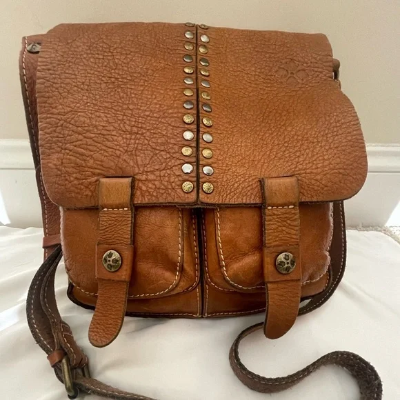 Patricia Nash Tan Leather Studded Crossbody Bag - Picture 6 of 16